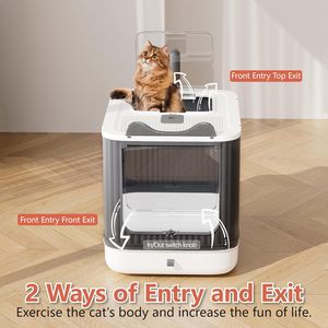 Bac à litière pour chats entièrement fermé, grand format, en acier inoxydable, avec tiroir, toilette pour chats, bac à litière pour chats en acier inoxydable de grande taille - Product Image 6