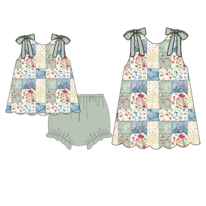 Pre-orden: MOQ 5 - Ropa de Boutique Trendyism para Bebés Niñas, de Algodón Orgánico Suave con Spandex, Estampado Festivo de Flores y Volantes, para Verano, Venta al por Mayor - Product Image 1