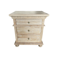 Table de chevet en chêne massif de style rustique français FH1259-CS pour chambre à coucher, salon, hôtel - Diverses finitions disponibles