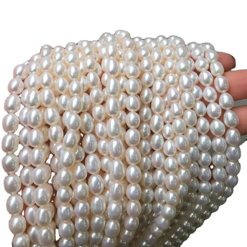 various styles freshwater rice near round baroque shaped loose pearl beads chain wholesale