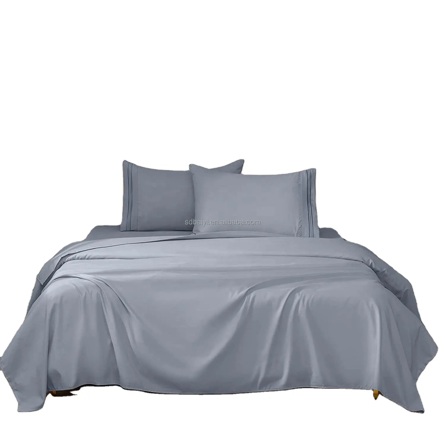 Hot-selling Gray Bedsheet set Brushed Microfiber 4pcs Solid bed sheet set queen king