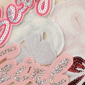 Patchs lettres, patchs nœuds papillon, autocollants en tissu, patchs lettres nœuds papillon à paillettes pour vêtements d'enfants - Product Image 4