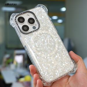 Vente en gros d'étuis de téléphone en nacre, étui de téléphone personnalisé en TPU mat, coque naturelle magnétique pour iPhone 16 15 14 13 Pro Max - Product Image 1