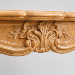 Traditional Marble <b>Fireplace</b> Mantel With Ornate Carving Cloudy Rosa Stone Indoor Wood Burning Hearth For Dining Room - Product Image 3