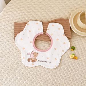 Babero impermeable para bebés, diseño de pétalos, algodón puro, absorbente de humedad, patrón de dibujos animados, diseño giratorio de 2 capas para recién nacidos - Product Image 3