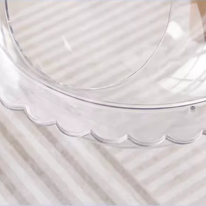 Elegante cama redonda de acrílico para gatos con nido en forma de cuenco transparente Patrón de animales Base de trípode de madera maciza ecológica Muebles para casas de mascotas - Product Image 3