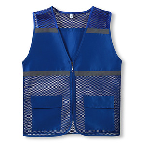 Reflective Safety Vest Blue Mesh Zipper Front Two Pockets Unisex Leisure Wear Spring 2023 Hubei Wuhan - Product Image 1