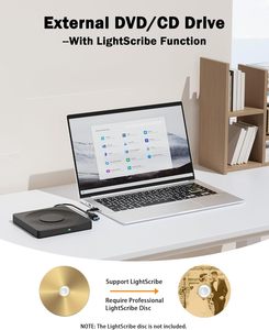 Lecteur/graveur de <span class=keywords><strong>DVD</strong></span>/CD externe USB 3.0 5-en-1 avec fonction LightScribe, compatible avec ordinateur portable/ordinateur de bureau, Mac, Windows XP/7/8/10/11 - Product Image 3