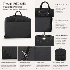 Housse de vêtement en tissu Oxford en gros, housse de costume de voyage de luxe avec fermeture éclair et poignée pour les voyages d'affaires et le rangement des vêtements - Product Image 3