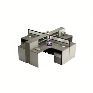 Scrivania a L per Ufficio L240 W280 H110cm Grigia, Design Modulare Moderno con Cassetto Portadocumenti, Arredamento Commerciale - Product Image 1