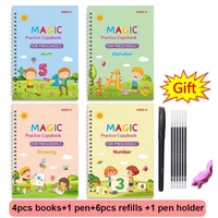 Ensemble de 4 pièces Livre d'écriture magique réutilisable pour enfants
