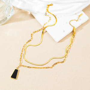 Nuevo Conjunto de Joyería de Moda para Mujer: Pendientes Colgantes de Circonita en Acero Inoxidable Chapado en Oro, Anillos Abiertos y Collar con Colgante Geométrico - Product Image 5