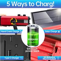 Radio Darurat Portabel 5000mAh AM FM WB dengan Engkol Tangan & Senter Speaker Tenaga Surya