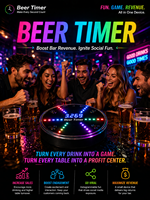 Minuteur de bière LED intelligent à détection automatique avec barre lumineuse RGB pour jeu de table de fête