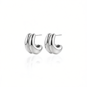 Pendientes de tuerca de aleación de zinc Amy Amy Trendy, diseño geométrico chapado en rodio para mujer, regalo PE0287 - Product Image 3