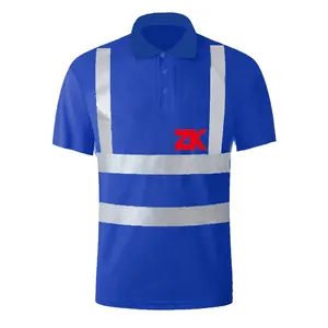 Kaus keselamatan reflektif Viz tinggi Logo kustom dengan strip reflektif Transfer panas