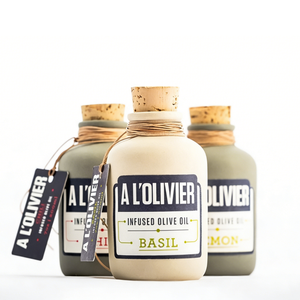 Botella de Vidrio de Cerámica Personalizada de 250 ml y 200 ml, Botella de Aceite de Oliva de Vidrio y Cerámica con Tapones de Corcho - Product Image 1