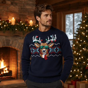 Custom Fully Knitted Winter <strong>Cheap</strong> <strong>Christmas</strong> <strong>Jumper</strong> Jacquard Funny Xmas Pullover Recyclable Acrylic Front Geometric Pattern - Product Image 3