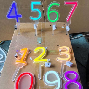 New LED Cake Number Topper 3 Lighting Modes Acrylic Eco-Friendly Plug for Birthday <b>Party</b> Anniversary Celebration <b>Decor</b> Customize - Product Image 2