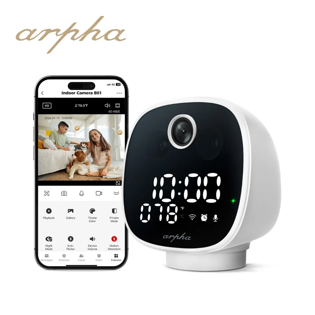 Arpha 3MP B01 IP กล้องกลางคืนไฟเด็กนาฬิกาปลุกไร้สายจอภาพเด็กมุมกว้างสมาร์ท