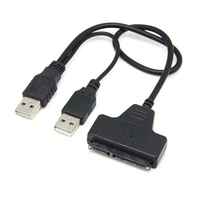 USB2.0 a SATA 22PIN HDD Cable 7 + 15pin SATA 2,5 pulgadas HDD/SSD Adaptador convertidor SATA III 22Pin caja de disco duro