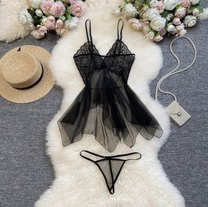 Gaun malam renda Lingerie seksi untuk wanita, Lingerie seksi, piyama V dalam, gaun malam renda - Product Image 1