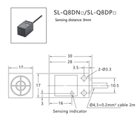 Sensor Proximitas Induktif SL-Q8DN1 Npn Pnp Jarak Deteksi 8mm Sensor Induktif Persegi Saklar Proximitas