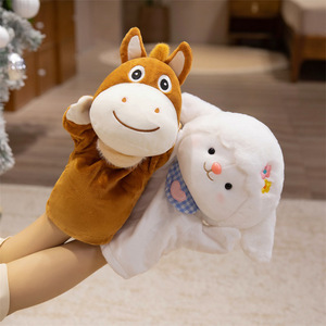 Marionnettes à main en peluche personnalisées : cerf, chat, panda, shiba inu de dessin animé, marionnettes ventrilogo et jouets en peluche pour spectacles préscolaires - Product Image 2