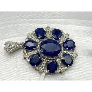 Nouveau pendentif en saphir bleu de luxe, très vendu, en argent sterling 925, cadeau pour fête, mariage, fiançailles, cérémonies religieuses, événements - Product Image 3