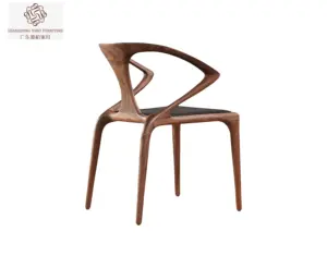 Nova cadeira de madeira sólida de couro preto chinês para sala de estar, restaurante e móveis do hotel sandalye