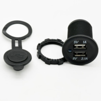 Prise de courant USB double encastrée 12V-24V avec éclairage LED bleu, 2 ports USB 3.1A, prise USB étanche pour bateau, camion, véhicule