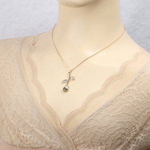 Rose Flower Necklace for Women We Are Family <strong>Beauty</strong> <strong>Beast</strong> Pendant Necklaces Charm Boho <strong>Jewelry</strong> Valentine's Day Gift - Product Image 3