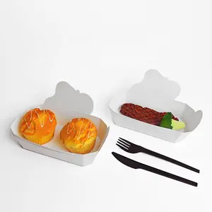 Bandeja descartável personalizada para restaurante, compartimento de papel Kraft de alta qualidade para barcos, com impressão personalizada