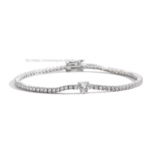 2mm Heart Tennis <b>Bracelet</b> Women's Tennis Chain <b>Couple</b> Stacked Wind Heart Men's <b>Bracelet</b> Tanjing Fashion Lijing Necklace - Product Image 4