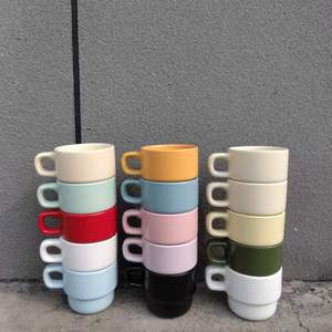 Colorful 15oz Breakfast Milk Tea Cup Bakery Gifts Stackable Ceramic Mugs with Custom logo - Product Image 1