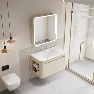 Mueble de Baño de Aluminio con Espejo LED, Montado en la Pared, con Almacenamiento Clasificado y Deslizamiento Suave, para Proyectos Hoteleros - Product Image 6