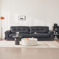 Canapé sectionnel minimaliste en cuir véritable, trois places, rembourré en mousse, avec pieds en métal, pour salon et appartement