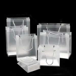 Guangzhou Flexiloop Handle sacchetto regalo con manico flessibile sacchetto di plastica trasparente Tote Bag in plastica trasparente