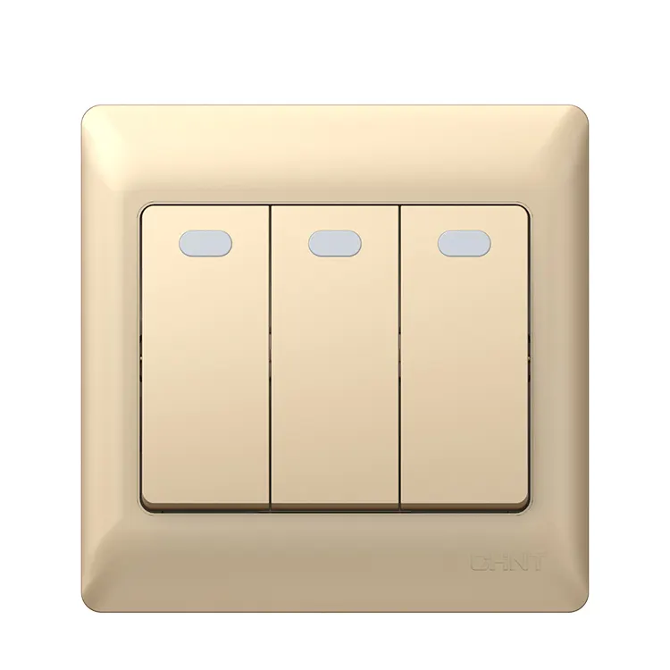CHINT Wall Switch 3 Gang 2 Way Pc Material White Flame Retardant Wall Light Electric Switch