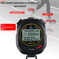 Stopwatch Digital Olahraga Tahan Air Elektronik Laris Manis, Memori 100 Lap, Genggam dengan Tali, Tampilan Tiga Waktu, Kronograf Timer