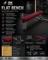 Banc plat robuste SK Commercial, 3,0 mm, acier Q235, banc d'haltères professionnel pour la musculation, pour club de fitness commercial