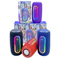 Altavoces Estéreo Inalámbricos Portátiles de Bambú RGB con Micrófono Incorporado, Potencia de Salida de 10-30 W para iPhone, Uso en Fiestas