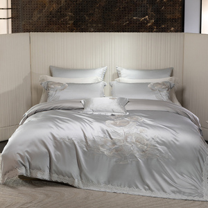 Parure <span class=keywords><strong>de</strong></span> <span class=keywords><strong>lit</strong></span> brodée en satin 100 % coton, 4/6/7 pièces, <span class=keywords><strong>vert</strong></span>, pour la maison, draps et couvre-lits en dentelle, collection très vendue - Product Image 4