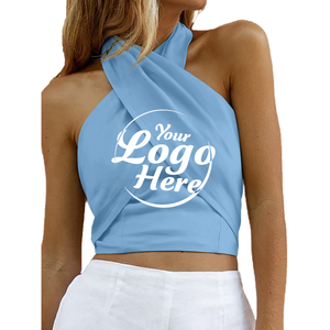 Top Corto de Mujer, Transpirable, de Punto, Elegante, Sexy, con Espalda Descubierta, Estilo Halter Cruzado, para Fiestas - Product Image 3