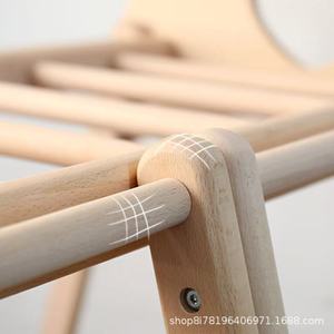 Wooden Climbing <b>Frame</b> Indoor Play Set With Slide And <b>Swing</b> For Kids Unisex Natural Wood Color Geometric Shape KHG-6 - Product Image 3