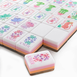 Fichas de Mahjong Perladas para 4 Jugadores, Impresión UV en Acrílico, Diseño Americano Personalizado con Mandalas Florales y Logotipo Personalizado - Product Image 5