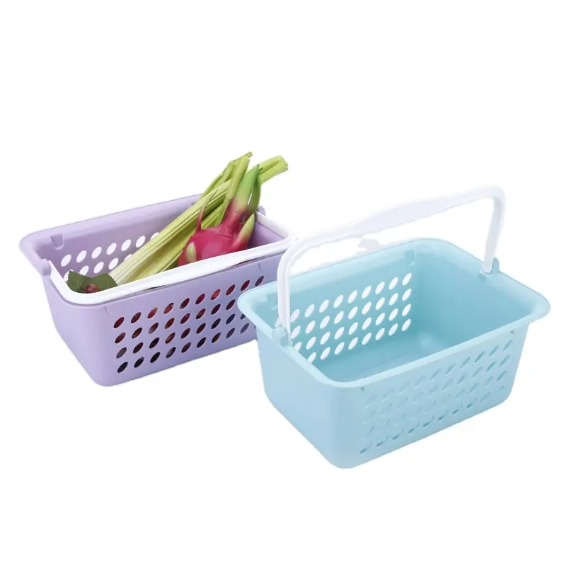Preço de fábrica para fácil carregar colorido plástico pequeno cesta de compras com alça