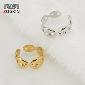 Zogxin Geometric Open <b>Ring</b> Gold Silver Color Adjustable <b>Titanium</b> Steel For Women Jewelry Gift - Product Image 1