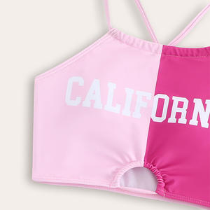 Custom Patchwork Color Two Piece Swimwear High Quality Children <strong>Girls</strong> High Waist Bikini Beach Wear 2026 European <strong>American</strong> Style - Product Image 6