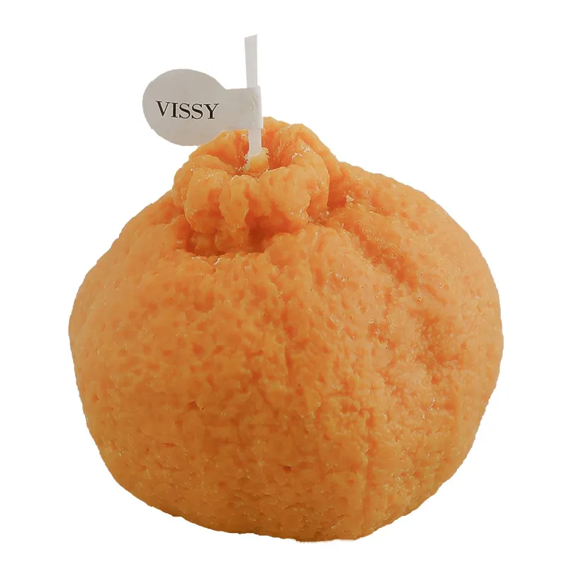 Bougie parfumée aux fruits simulés faite à la main, bougie parfumée créative en forme d'orange, décoration de scène